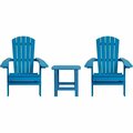 Flash Furniture Charlestown 2-Pack Blue Faux Wood Folding Adirondack Chairs with Side Table 354JJC145052
